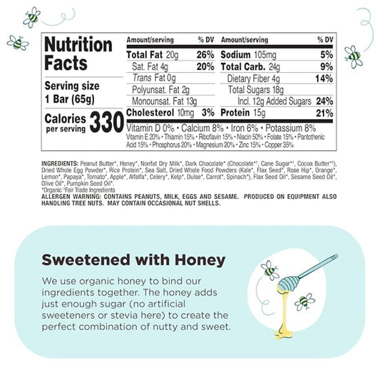 Perfect Bar, Dark Chocolate Chip Peanut Butter Protein Bar, High Protein, Organic, Gluten Free, Soy Free, Non GMO, No Sugar Alcohols, 2.3 Ounce Bar, 10 Count