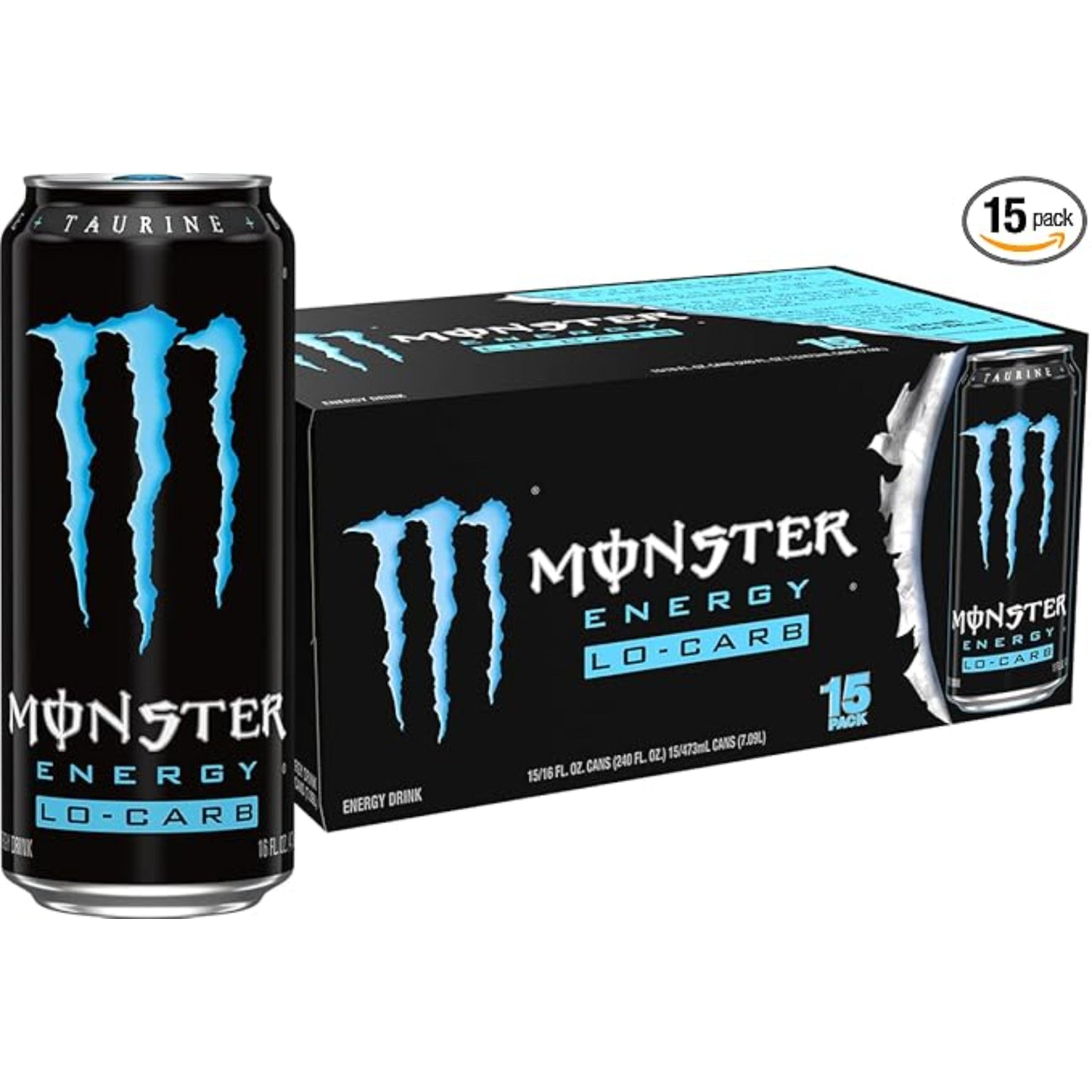 Monster Energy, Lo-Carb Monster, Low Carb Energy Drink, 16 Ounce (Pack of 15)