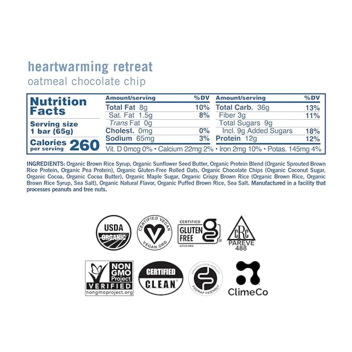 Gomacro, Nutrition Bar Oatmeal Chocolate Chip Organic 12 Count, 2.3 Ounce