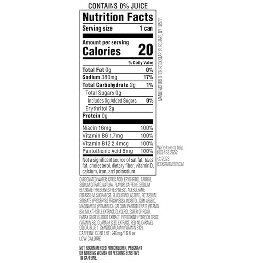 Rockstar Pure Zero Energy Drink, Fruit Punch, 0 Sugar, with Caffeine and Taurine, 16oz Cans (12 Pack) (Packaging May Vary)