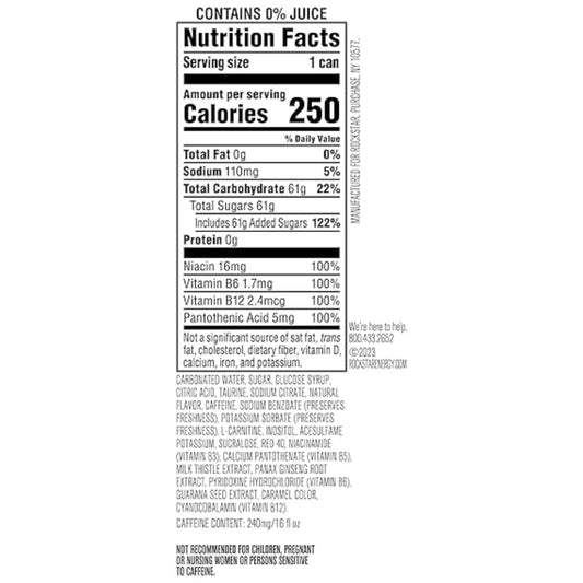 Rockstar Punched Energy Drink, Fruit Punch, 16 Fl Oz (Pack of 12) (Packaging May Vary)