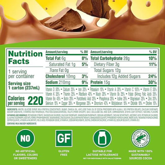 Carnation Breakfast Essentials High Protein with Fiber Ready-to-Drink, 8 FL OZ Carton, Rich Milk Chocolate (Pack of 24)