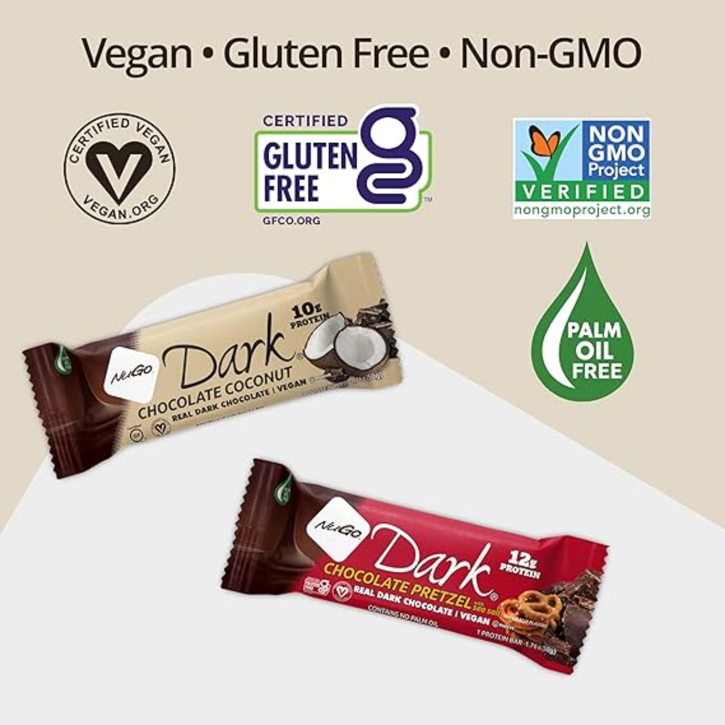 NuGo Dark Chocolate Pretzel and Sea Salt, 12g Protein Bar, Vegan, Gluten Free, Non-GMO, Kosher Pareve, 24 Count