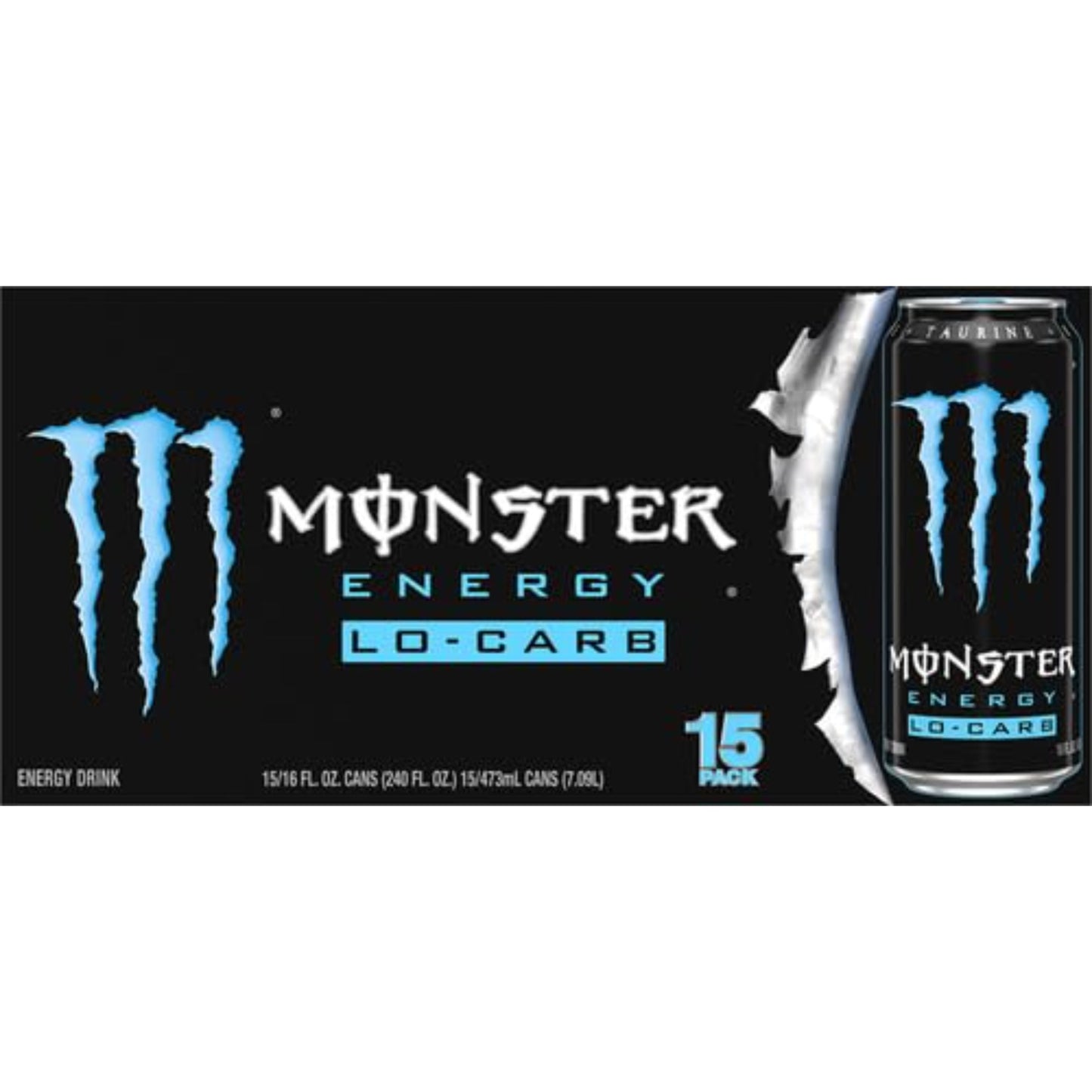 Monster Energy, Lo-Carb Monster, Low Carb Energy Drink, 16 Ounce (Pack of 15)
