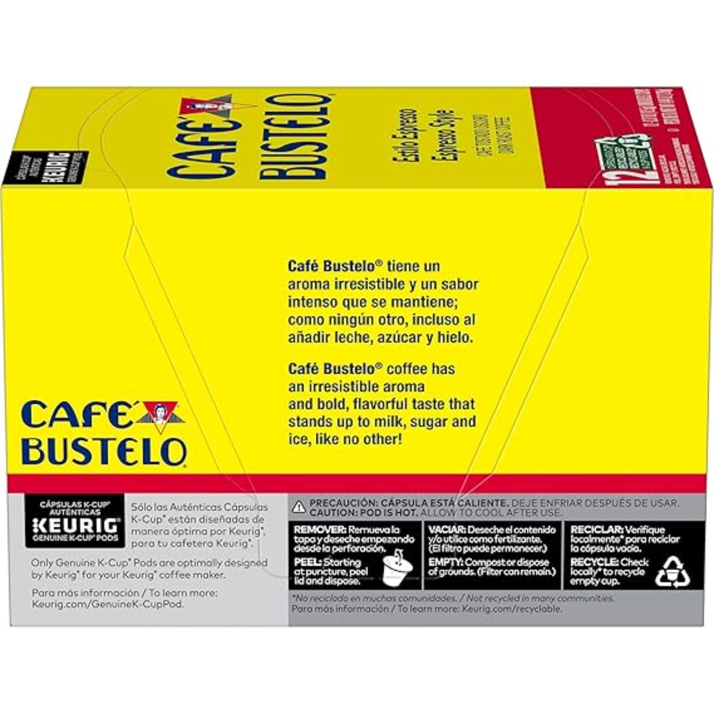 Café Bustelo Espresso Style Dark Roast Coffee, 72 Count Keurig K-Cup Pods