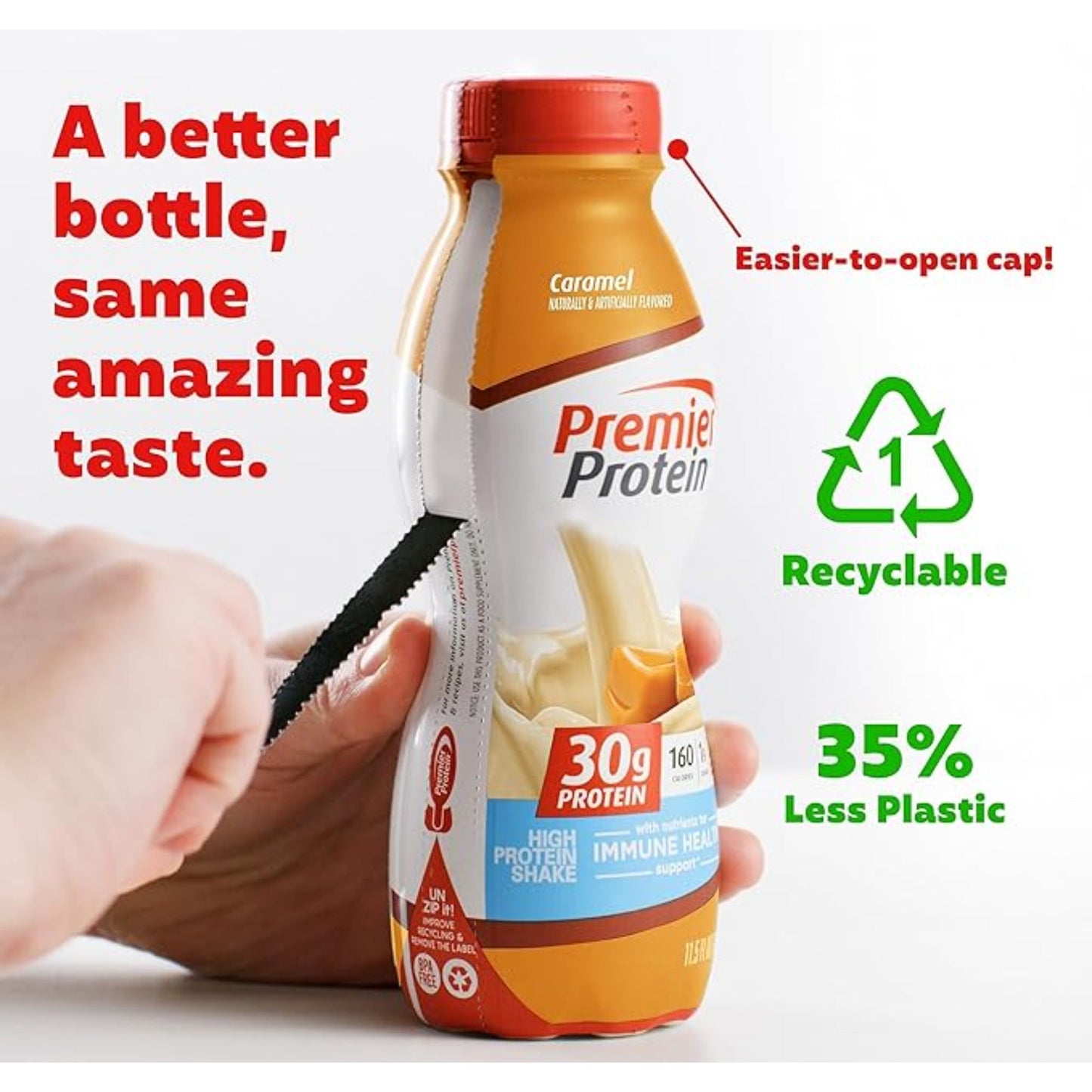 Premier Protein Liquid Protein Shake, Caramel, 30g Protein, 1g Sugar, 24 Vitamins & Minerals, Nutrients to Support Immune Health 11.5 fl oz Bottle (12 Pack)