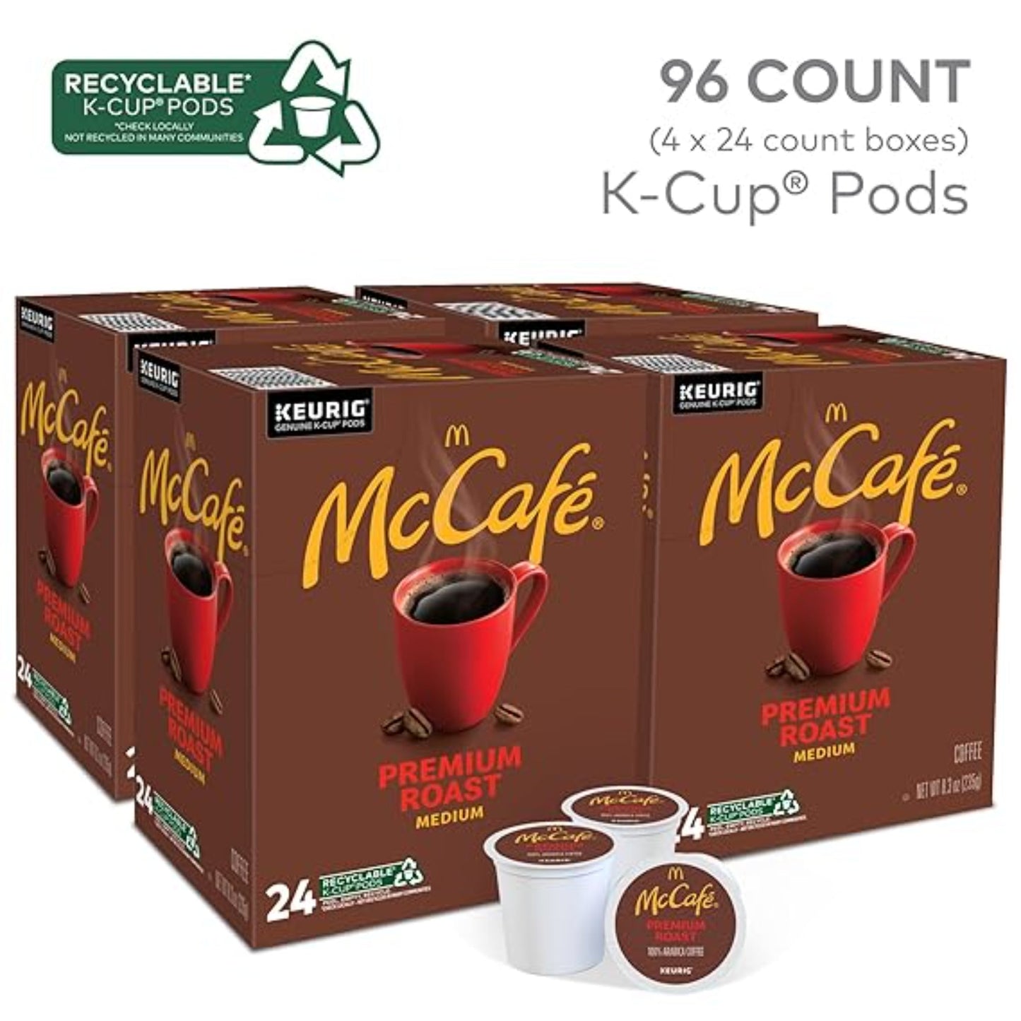 McCafe Premium Roast Coffee, Keurig Single Serve K-Cup Pods, Medium Roast, 96 Count
