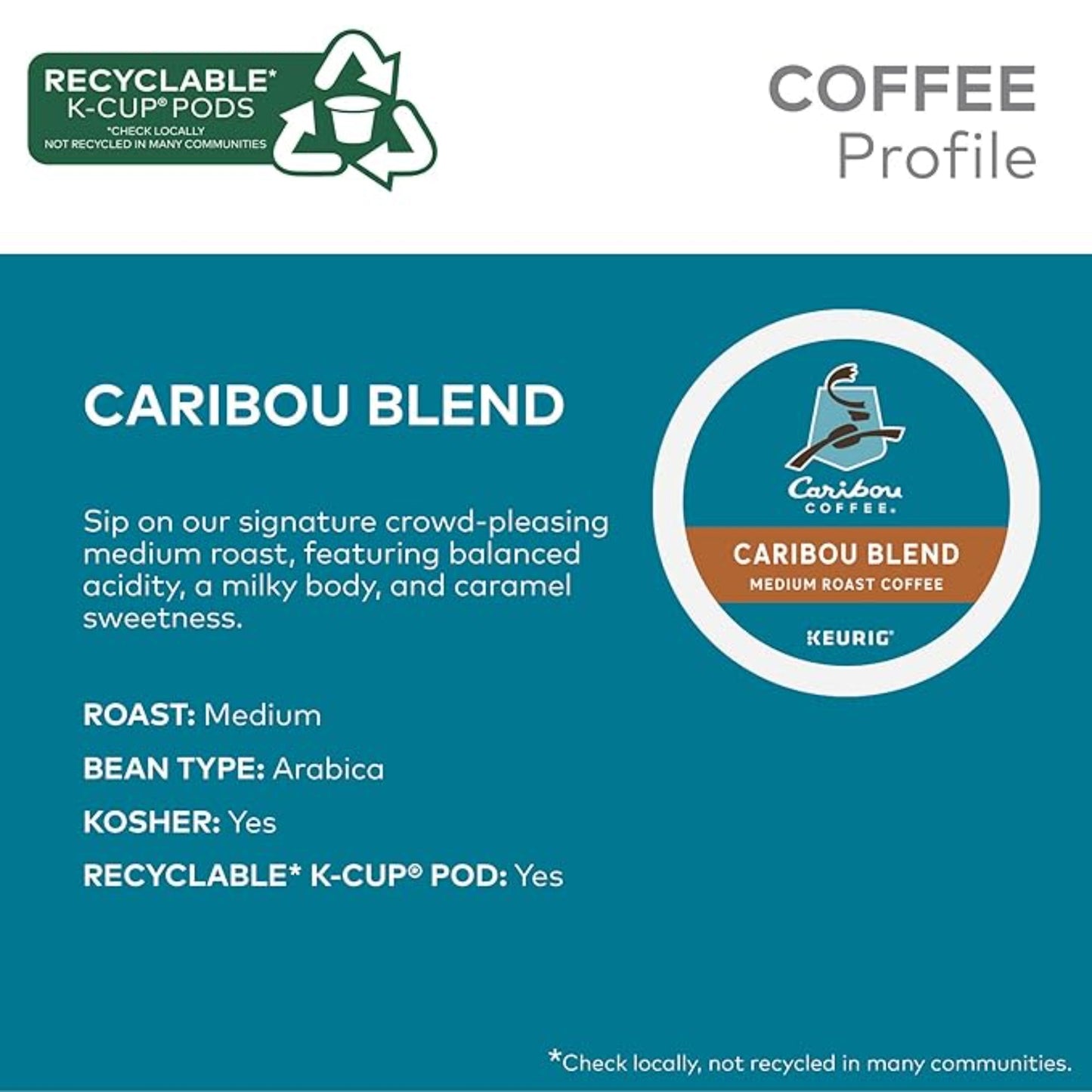 Caribou Coffee Caribou Blend, Keurig Single-Serve K-Cup Pods, Medium Roast Coffee, 32 Count(Pack of 1)